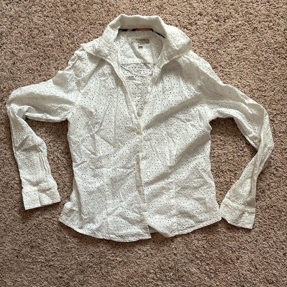 Burberry White Eyelet Blouse (open to price negotiation)